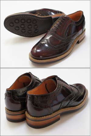 画像2: 【CLOUGHMILLS】 グッドイヤーウエルト製法 ウイングチップ革靴 【アンティークバーガンディ】