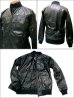 画像3: 本革/牛皮革 リサイクルレザー MA-1 ジャケット 黒 ブラック (3)