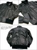 画像4: 本革/牛皮革 リサイクルレザー スタンドカラー ジャケット 黒 ブラック (4)