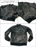 画像4: 本革/牛皮革 リサイクルレザー MA-1 ジャケット 黒 ブラック (4)