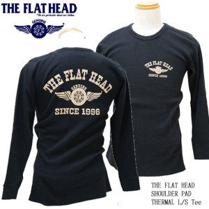 画像1: THE FLAT HEAD（ザ・フラットヘッド） ショルダーパッド サーマル 長袖Ｔシャツ ブラック