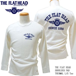 画像1: THE FLAT HEAD（ザ・フラットヘッド） ショルダーパッド サーマル 長袖Ｔシャツ ホワイト