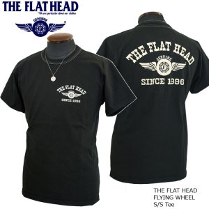 画像1: 2024年夏新作 THE FLAT HEAD（ザ・フラットヘッド） FLYING WHEEL/フライングホイール 半袖Ｔシャツ ブラック×アイボリー