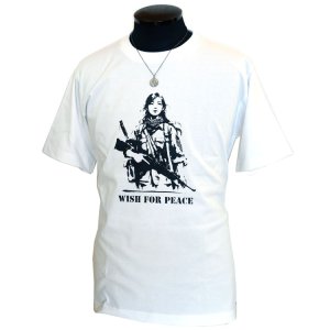 画像1: [RISE-ROCK ライズロック]  6.2オンス ヘビーウエイト プレミアム 半袖Tシャツ 白 ホワイト【WISH FOR PEACE/平和への願い】