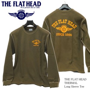 画像1: THE FLAT HEAD（ザ・フラットヘッド） サーマル 長袖Ｔシャツ フライングホイール オリーブ FN-THL-203