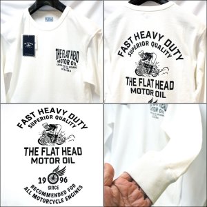 画像3: THE FLAT HEAD（ザ・フラットヘッド） 吊り編み生地 長袖Ｔシャツ FH MOTOR OIL フラットヘッドモーターオイル ホワイト FN-TML-101