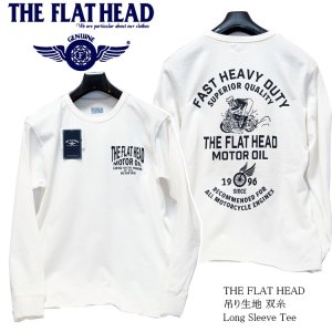 画像1: THE FLAT HEAD（ザ・フラットヘッド） 吊り編み生地 長袖Ｔシャツ FH MOTOR OIL フラットヘッドモーターオイル ホワイト FN-TML-101