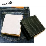 画像: zoo正規取扱店【ZOO/ズー】クロコダイル（ワニ革）日本製 2つ折り革財布 ブラック/ホワイト