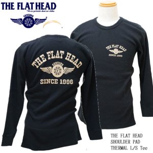 画像: THE FLAT HEAD（ザ・フラットヘッド） ショルダーパッド サーマル 長袖Ｔシャツ ブラック