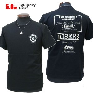 画像: [RISE-ROCK ライズロック]  5.6オンス RISERS 半袖Tシャツ 黒 ブラック