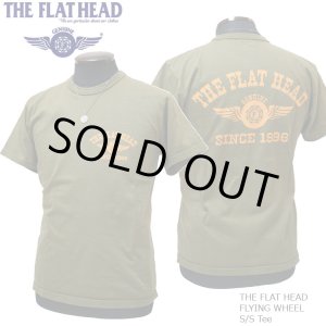 画像: 2024年夏新作 THE FLAT HEAD（ザ・フラットヘッド） FLYING WHEEL/フライングホイール 半袖Ｔシャツ オリーブ×オレンジ