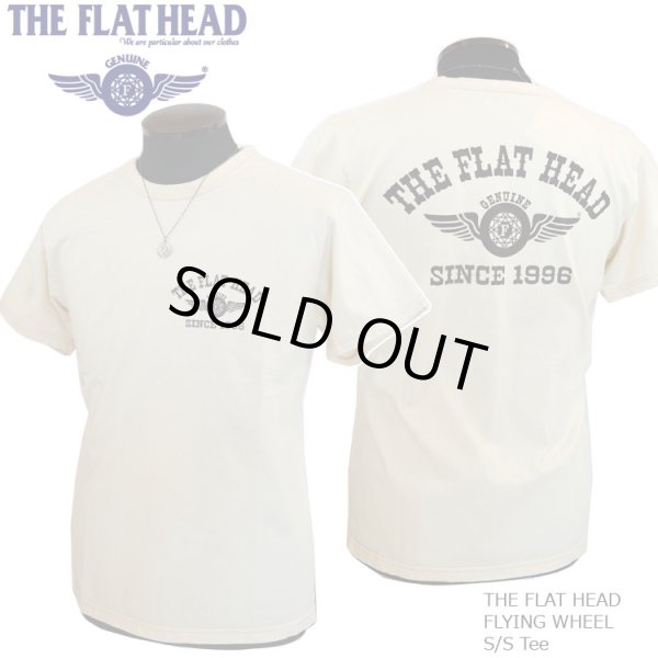 画像1: 2024年夏新作 THE FLAT HEAD（ザ・フラットヘッド） FLYING WHEEL/フライングホイール 半袖Ｔシャツ アイボリー×ブラック (1)