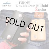 画像: 【FUNNY/ファニー】彫刻コンチョ 2つ折りビルフォード Double Dots Billfold（ダブルドット ビルフォード） ミディアムサイズ革財布 【黒/タン】