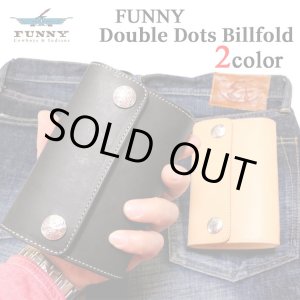 画像: 【FUNNY/ファニー】彫刻コンチョ 2つ折りビルフォード Double Dots Billfold（ダブルドット ビルフォード） ミディアムサイズ革財布 【黒/タン】