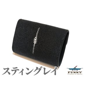 画像: FUNNY/ファニー スティングレイ エイ革 彫刻コンチョ 2つ折り ダブルドット ビルフォード ミドルサイズ革財布（ブラック）