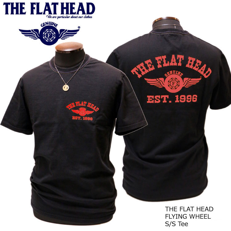 画像: THE FLAT HEAD（ザ・フラットヘッド） FLYING WHEEL/フライングホイール 半袖Ｔシャツ ブラック